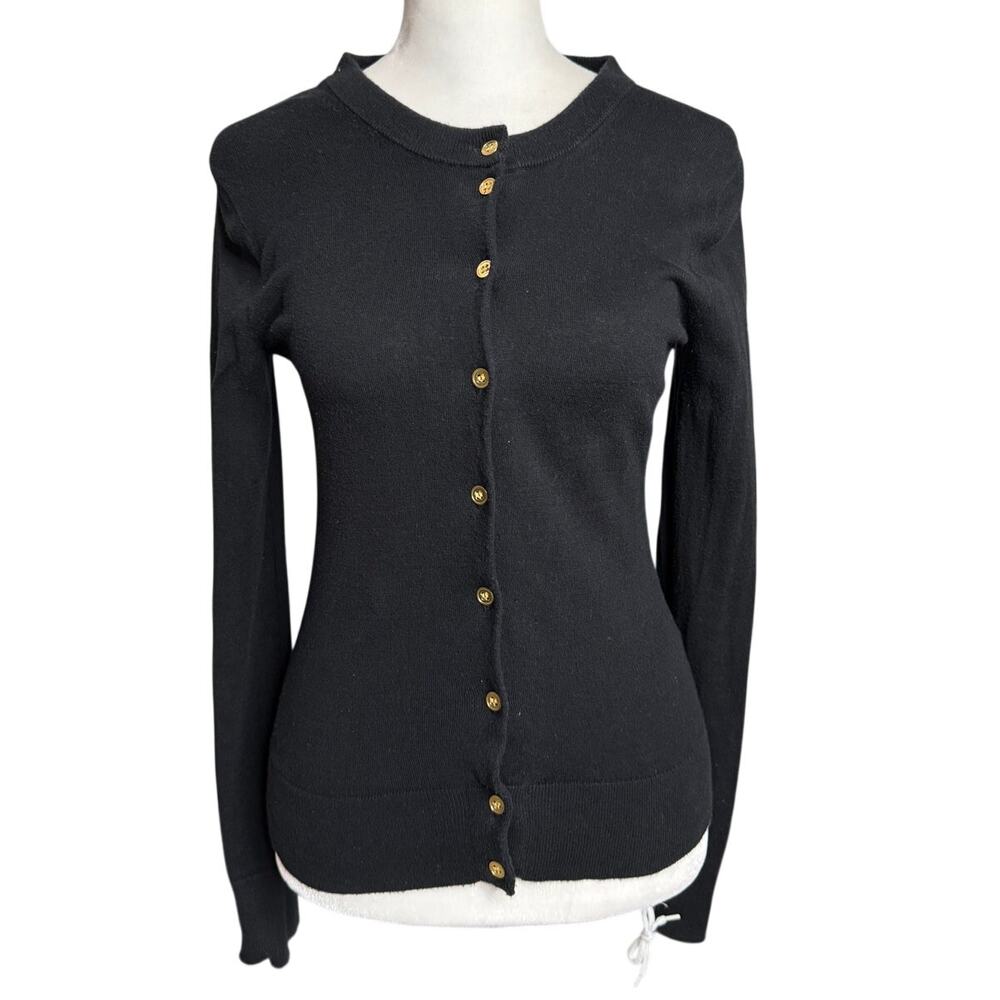 J.Crew Black Cotton Cardigan with Gold Buttons XXS Lady Jacket
